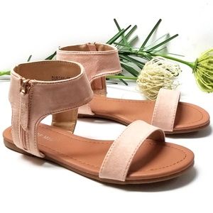 New Blush Pink Band Ankle Strap Flat Sandals